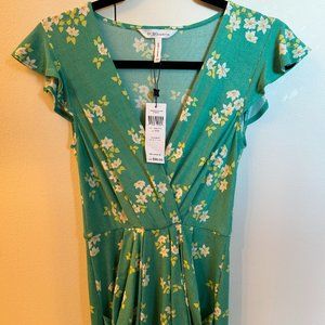 BCBG Generation Jade Green Floral Midi Dress